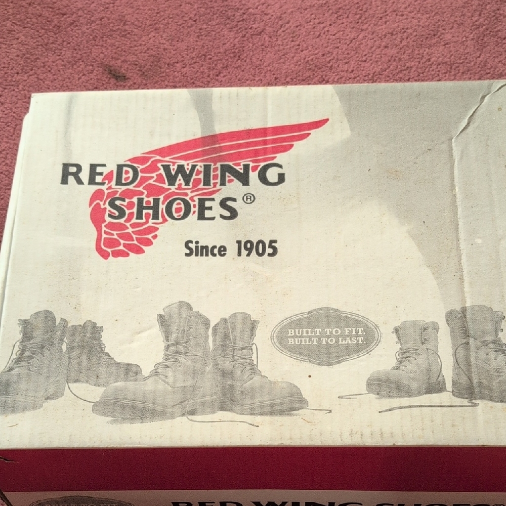 Red Wing Shoes Box with Red and Gray Design